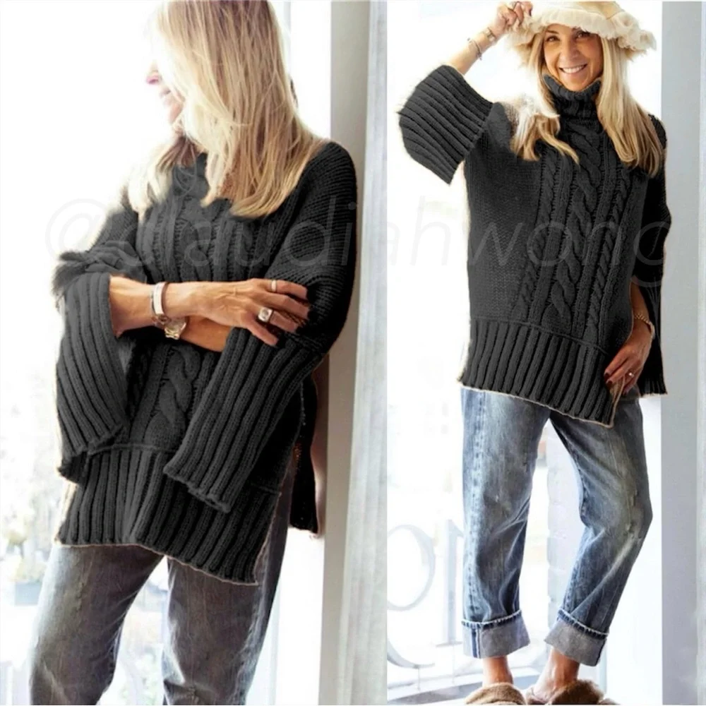 SMYTHE Turtleneck Blanket Sweater in Charcoal Black - Picture 12 of 12